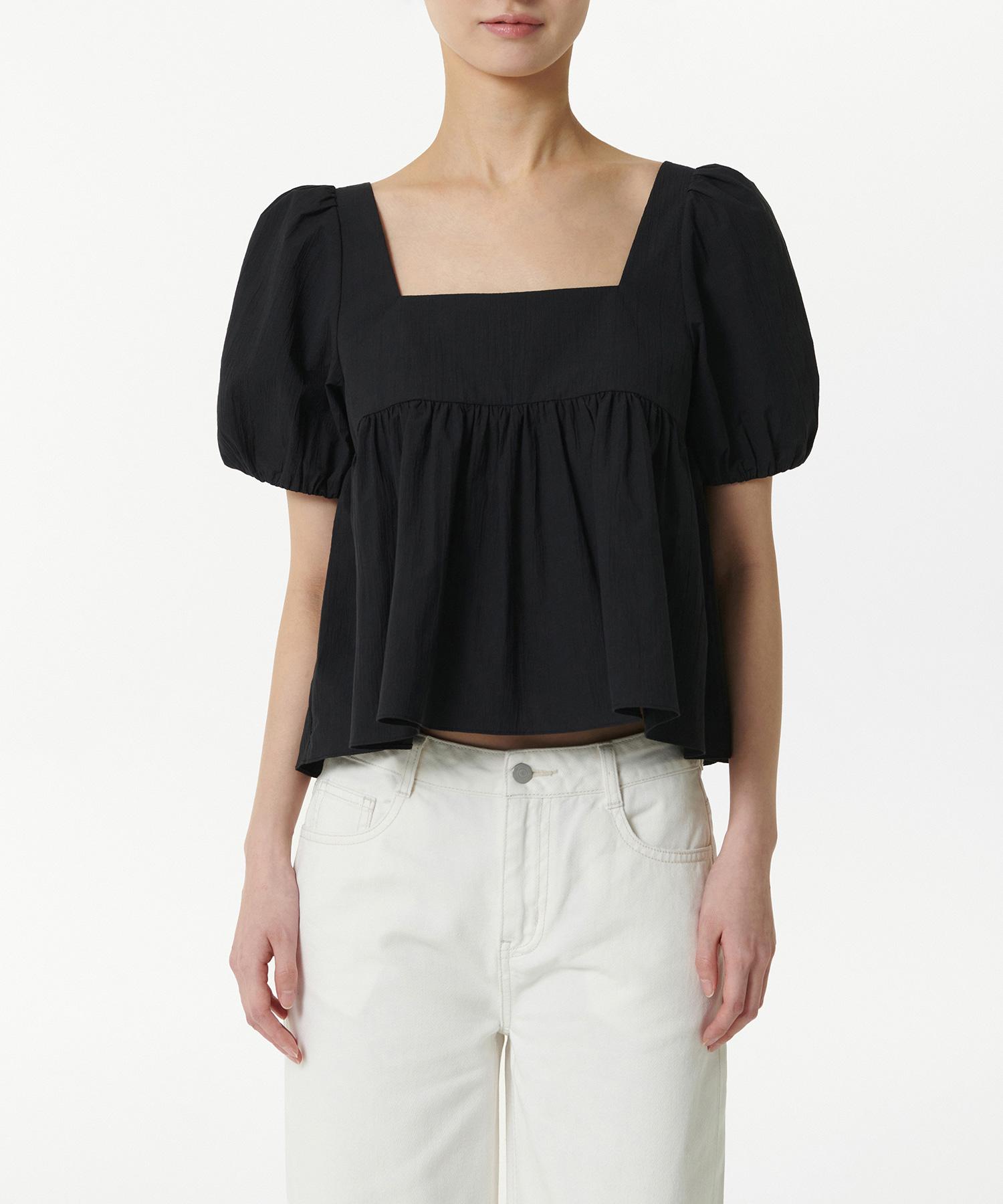 Musinsa Standard Woman Women S Crinkle Puff Sleeve Peplum Blouse [Black] Black/S