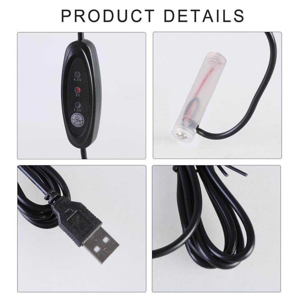 118cm Virtual Battery Elimination Cord USB Power Cable Replace 1pc to 3pcs 1.5V LR03 3A Batteries for Fan Toy Tool