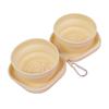 Collapsible Dog Dual Bowls 2-in-1 Silicone Travel Pet Food And Water Bowl with Carabiner Clip for Travel Camping Hiking