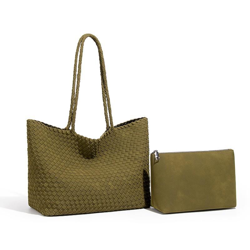 

Matte Suede Woven Bag Women With Large Capacity Simple Casual Fashionable Tote Shoulder
