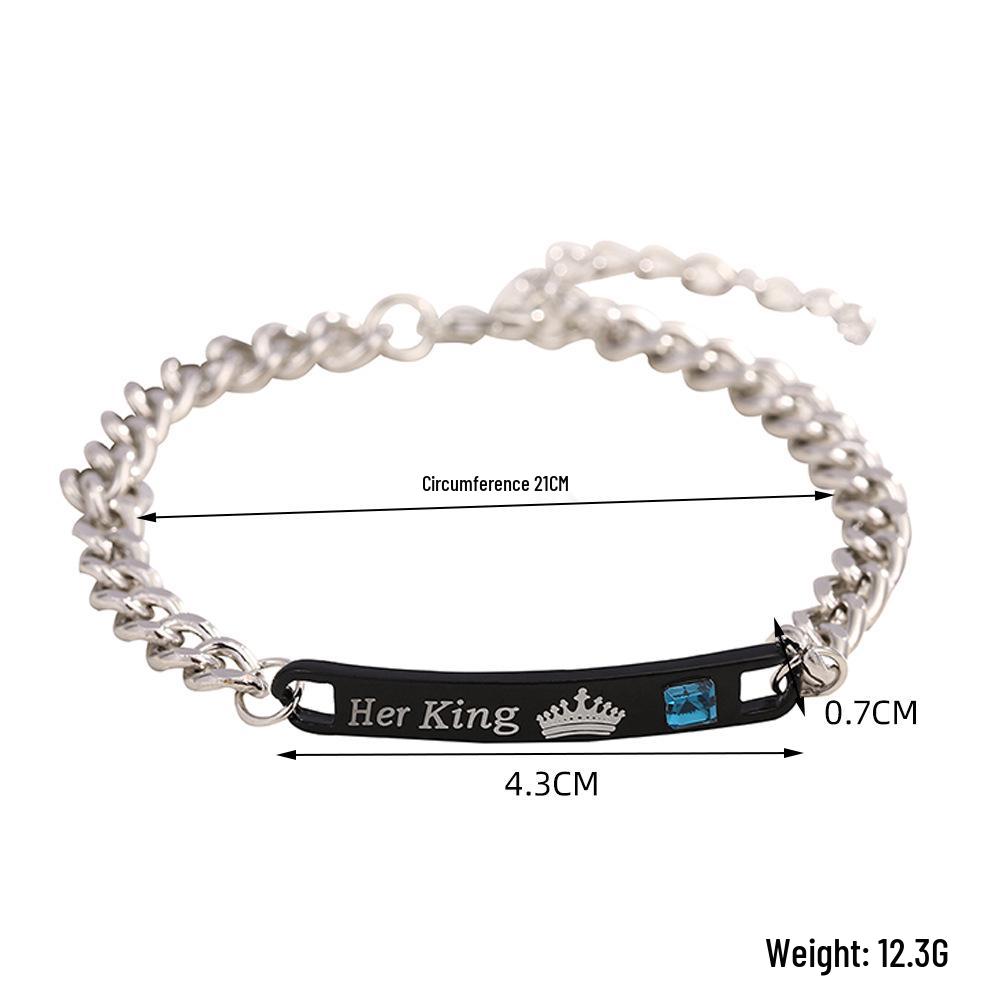 His Beauty & Her Beast Couple Bracelets - King & Queen Diamond-Studded Chains