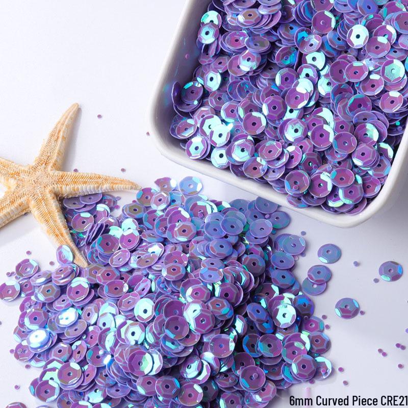 6mm Iridescent Silver Sequins: Laser Embossed Curved Pieces for DIY Embroidery, Wedding Dress Accessories, and Craft Ornaments.
