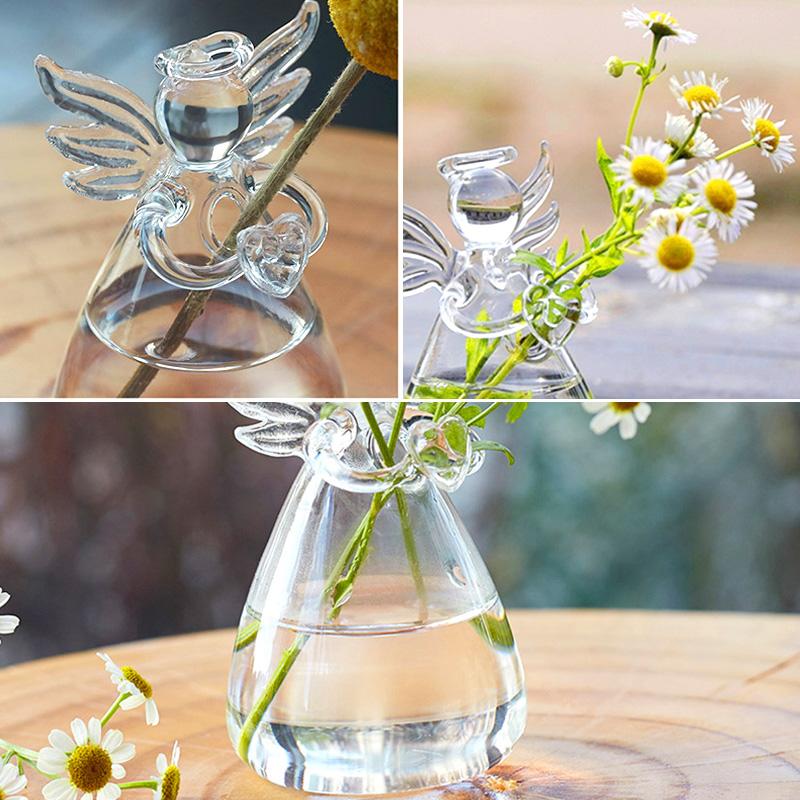 1PC Glass Vase Living Room Office Desktop Ornaments Angel House Decoration Hydroponic Flower Vase