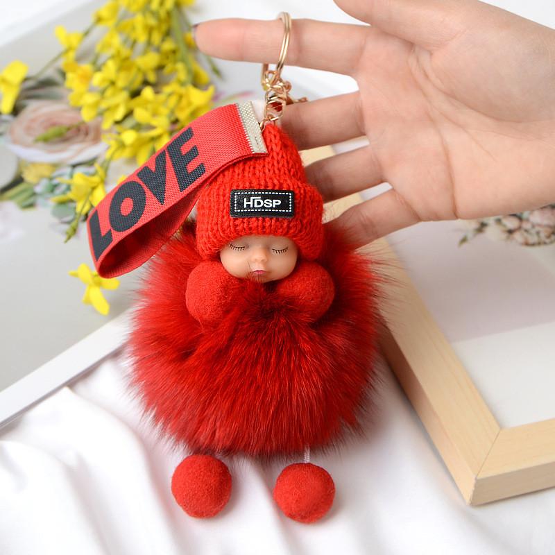 Doll Plush Sleep Ball Key Chain Bag Pendant Cute Decoration Ornament Toy Gift
