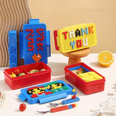 DIY Building Block Lunch Box Portable Children's Lunch Box Cartoon Student Bento Box Food Grade Pp Microwave Heatable Lunch Box