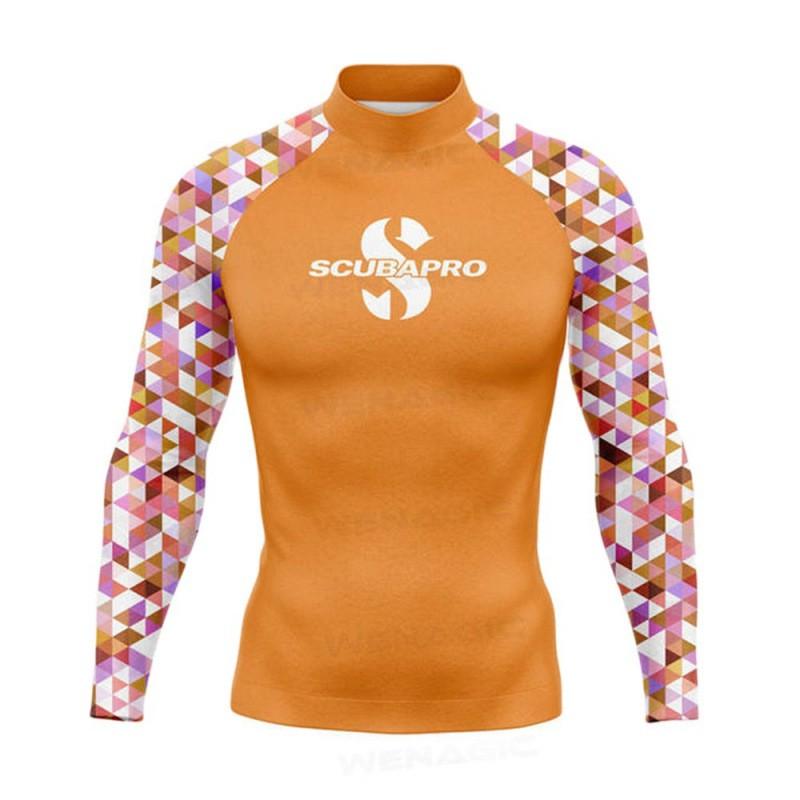 Mens UPF 50 Long Sleeve Rash Guard Surfing Diving Swimming UV Protection Sunproof Beach Wear