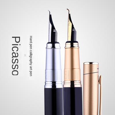 Пікассо 906 Афінська Династія Перо Fine Nib / Каліграфічне Зігнуте Перо Ручка-автомат Оригінальна Коробка За бажанням Чорний з Шляхетним Золотим/Срібним Ковпачком