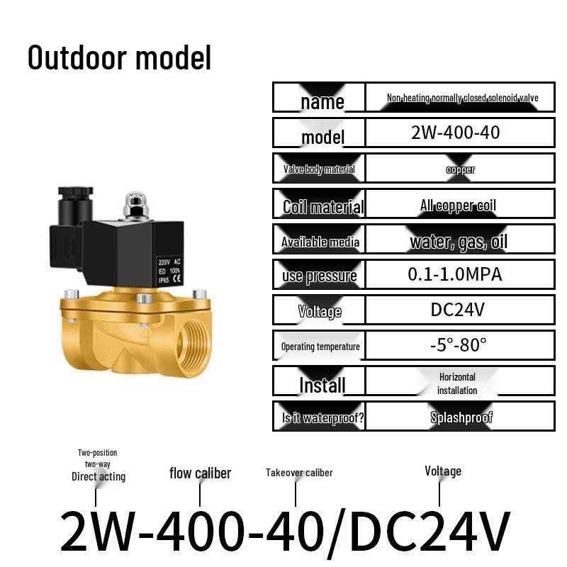Elektryczny zawór elektromagnetyczny - 1 cal, 4 punkty, normalnie zamknięty, 12V/24V/220V Sterowanie wodą i odpływem