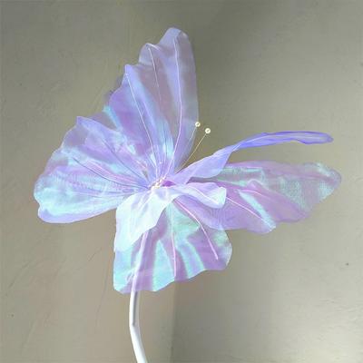 New Artificial Butterfly Flowers Silk Colorful 30cm Large Butterfly Flower Head Photography Props Butterfly Branch Party Supply