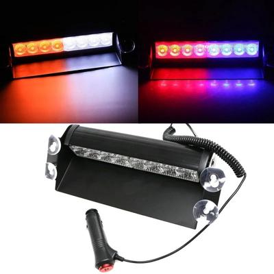 8LED Carro LED Luz Estroboscópica Luzes de Polícia Vermelho/Azul/Amarelo/Branco Lâmpadas de Sinalização Flash Emergência Piscando Luz de Alerta de Para-brisa 12V