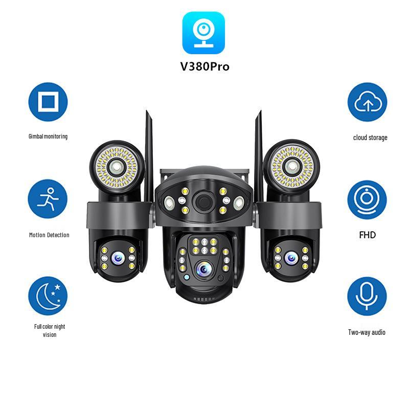 

V380Pro Wireless WiFi 4G Home Camera with Three-Screen Monitor and Remote Voice Intercom WiFi Version with Power Note
