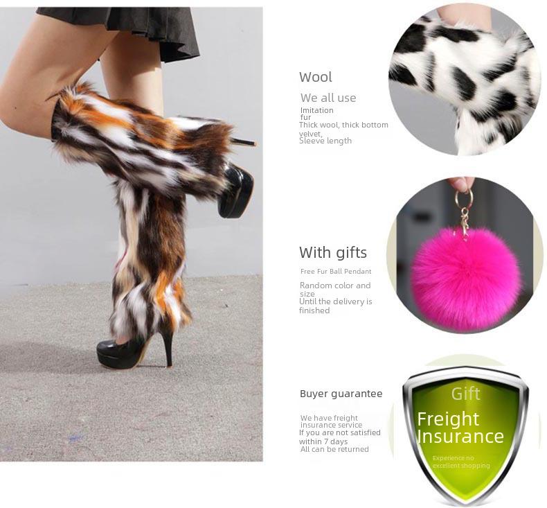 Women's Faux Fur Plush Boot Cuffs & Leg Warmers for Autumn/Winter