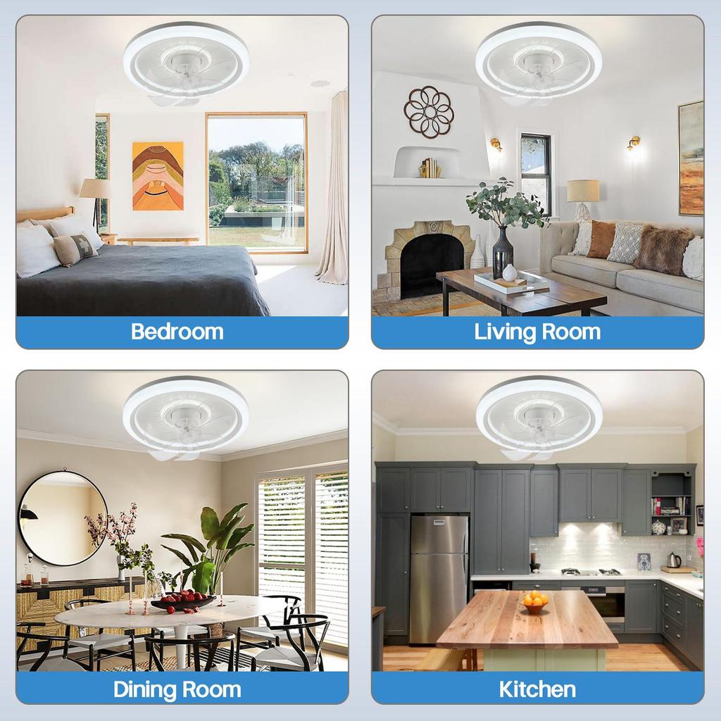 Bladeless LED Ceiling Fan with Remote Control for Bedroom & Living Room
