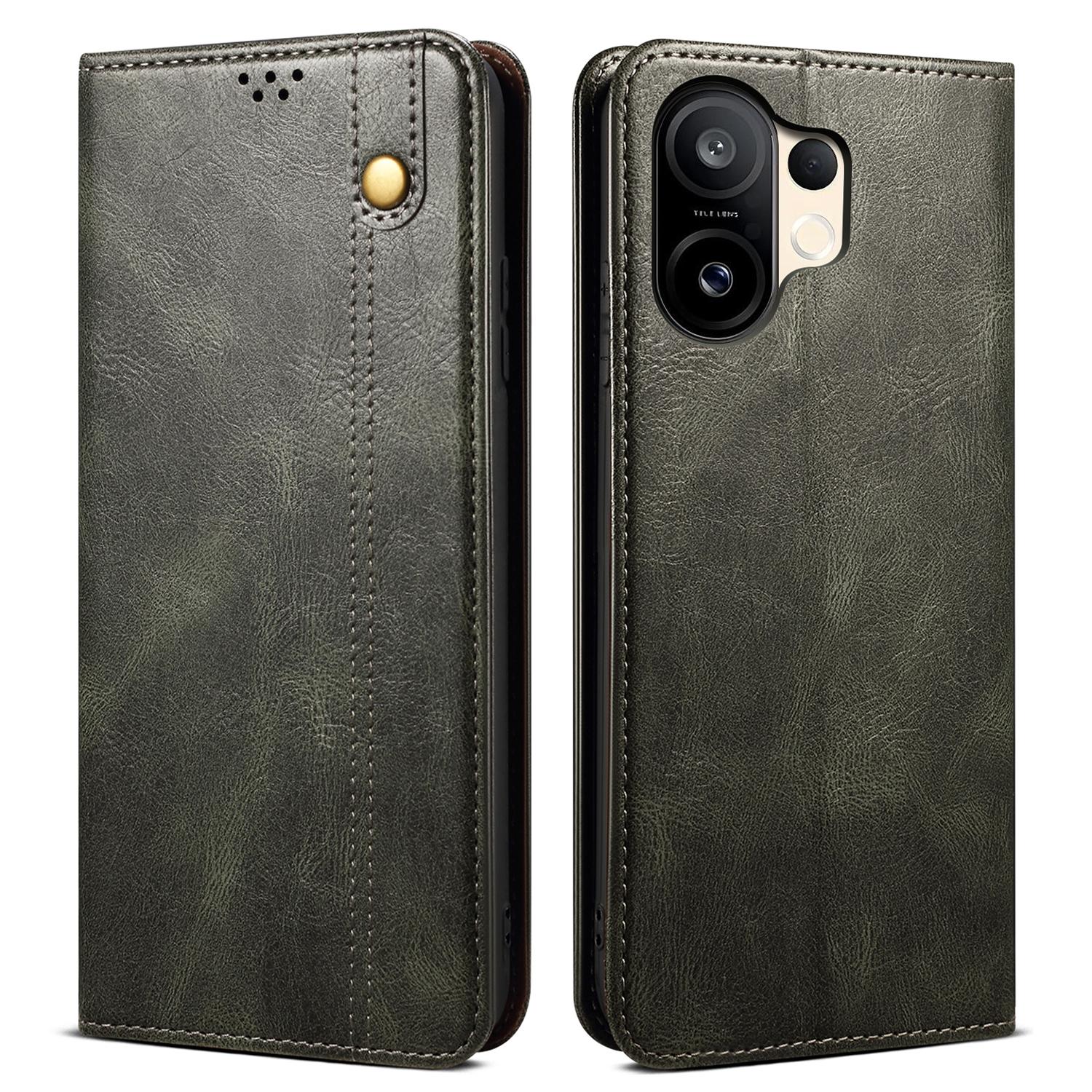 

For vivo S30 Pro mini 5G Case Crazy Horse Texture Waxy Leather Wallet Stand Phone Cover Green