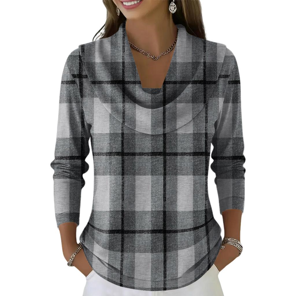 Dámský ležérní a módní svetr s dlouhým rukávem a potiskem, kulatým výstřihem