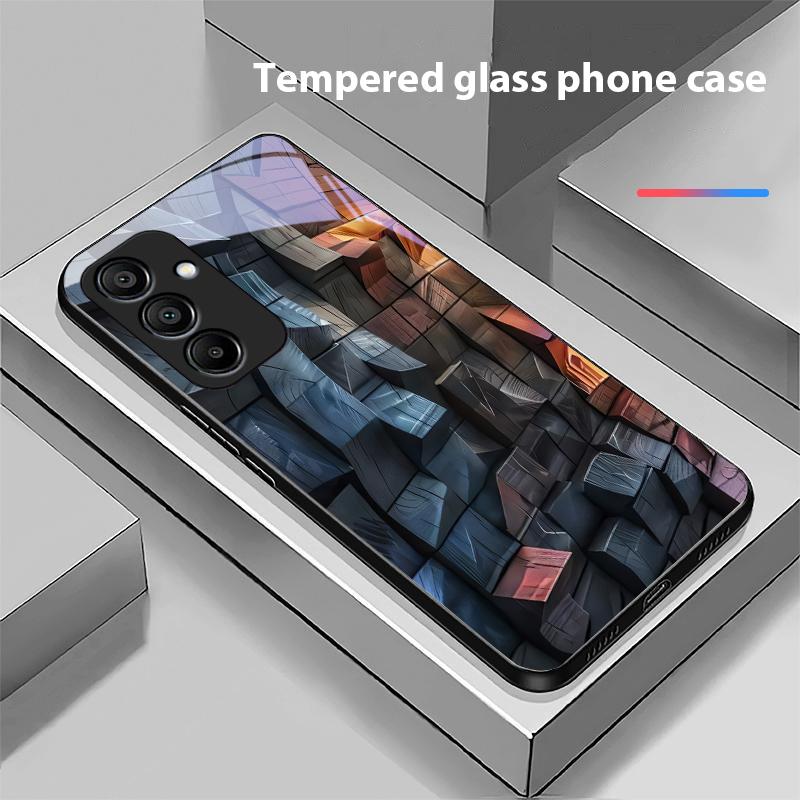 Kreativer Block für Samsung Galaxy A15 5G 54 4G 51 50 24 35 90 71 12 51 53 52S 80 22 34 Schwarze Hülle aus gehärtetem Glas