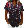 Womens Loose Fit Short Sleeve Printed Shirt Casual Vacation Style Collared Open Front Top