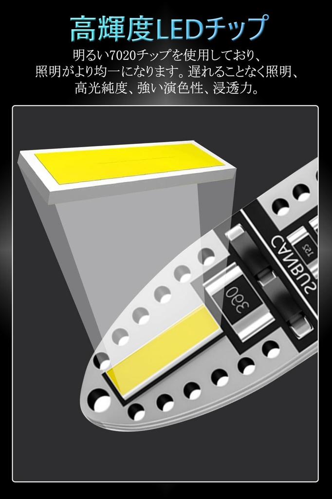 T10 LED Position Lamp, White, Explosive Light, T10 LED, Built-in Canceller, 7020 LED Element,