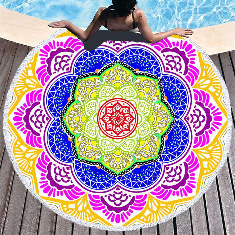 Mandala Pattern Microfiber Beach & Bath Towel - Luxurious Feel & Decorative Floor Mat