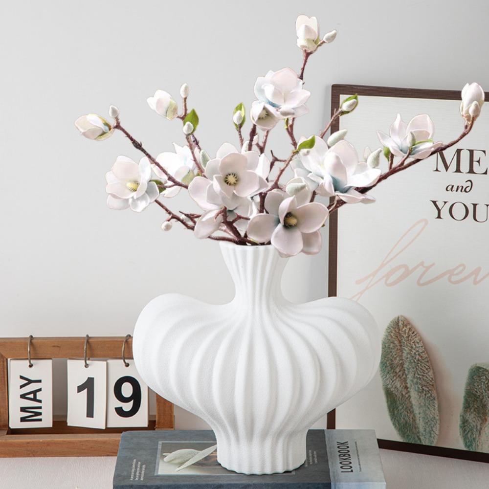 Plastic Irregular Shape Vase Imitation Ceramic High-end Water Cultivation Vase Solid Color Desktop Decor Flower Arrangement Vase