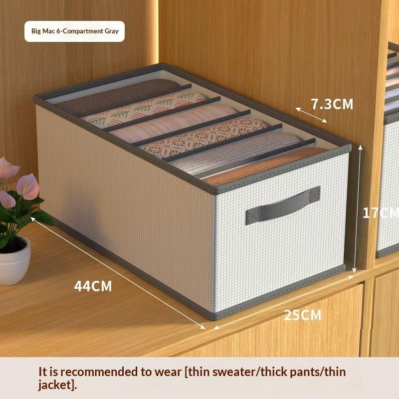Moisture-proof Foldable Fabric Drawer Organizer With Handle Multi-Compartment Storage Box For Clothes Pants Bedding Closet