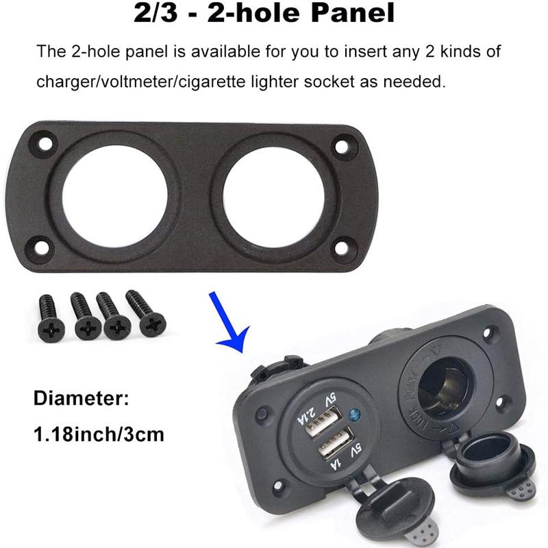 3Pcs Multifunction DIY Cigarette Lighter Panel for Car Marine Motorcycle ATV RV - 1/2/3 Hole Options ABS Material