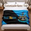 Newcastle United FC Printed Flannel Blanket Custom Name Text Soft Warm Throw For Bedroom Holiday Gift