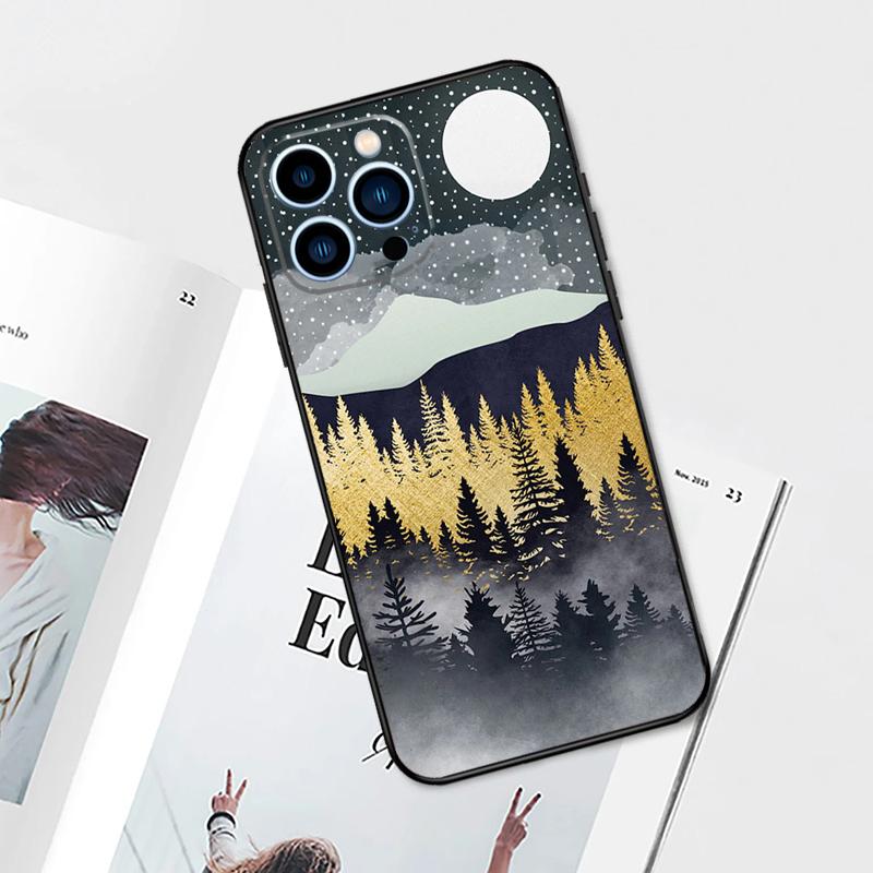 Landscape Mountain Night Sky Case For iPhone 17 Pro Max 14 13 12 11 15 16 Pro Max mini 15 Plus 16e 17 Air Phone Cover
