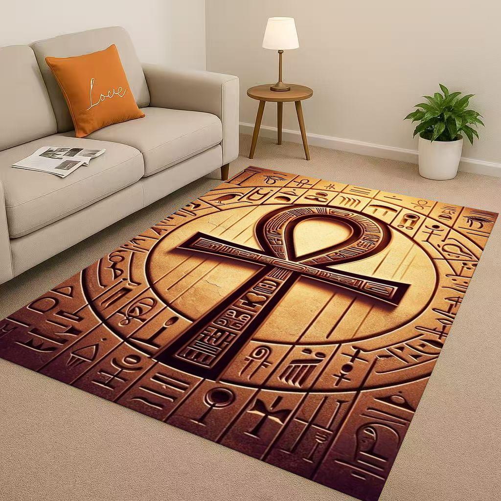 Retro Ancient Egypt Pictographic Eye of Horus Living Room Non-Slip Area Rug Carpet for Bedroom Sofa ,Easy Clean Home Doormat