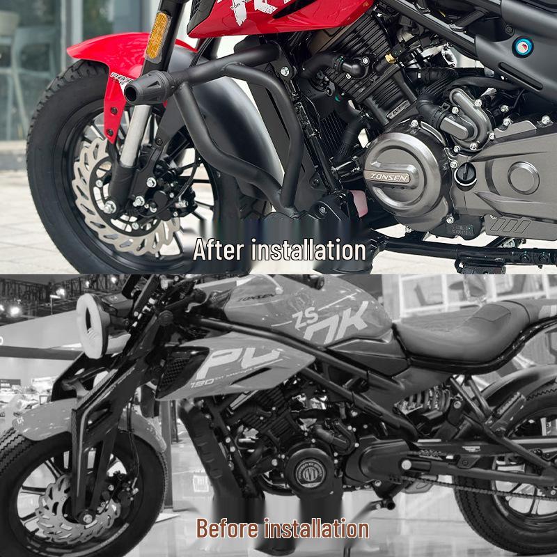 Zongshen Punk CVT190 Carbon Steel Black Bumper Guard with Anti-fall Rubber Head Reinforcement