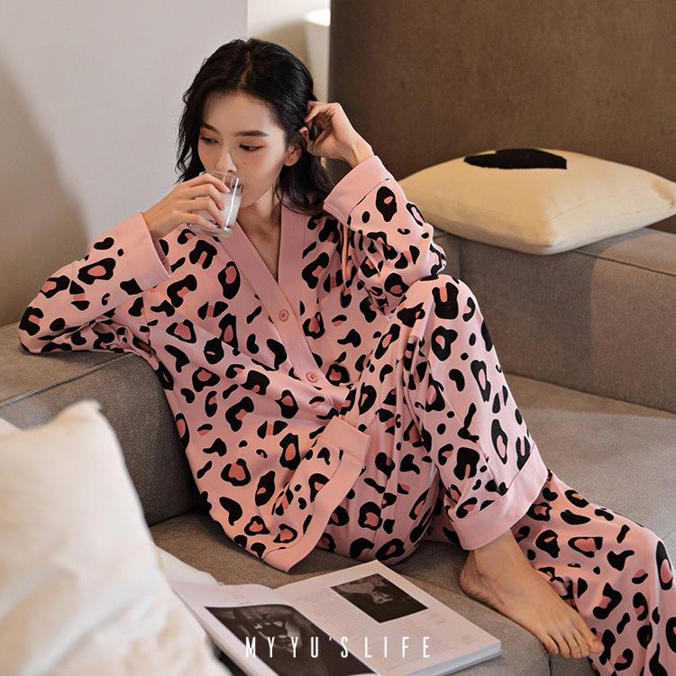 Autumn 2025 Women's Long Sleeve Cardigan Pajamas - Cute Ins Style Homewear