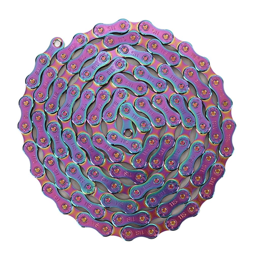 Mountain Bike Chain Fully Plated Rustproof Colorful 11 Speed Bicycle Chain for Mountain Bikes