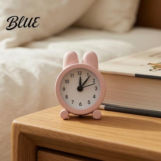 Tischuhr Metall Cartoon Hase Wecker Stumm Nicht Ticken Kinder Ruhig Batteriebetrieben Schreibtisch für Zuhause Schlafzimmer Arbeitszimmer