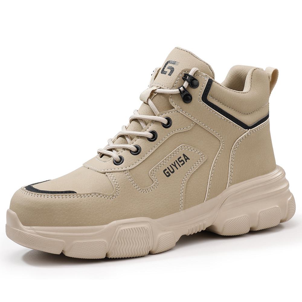 

хаки Высокие защитные ботинки Рабочие ботинки Мужские Мягкая подошва Легкие Ботинки со стальным подноском Защита от проколов Обувь Защитные ботинки 38