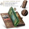 For Samsung Galaxy Case Leather Material with Large Hidden Card Slots and Shockproof Protection, 2-in-1 Design, Zipper Closure