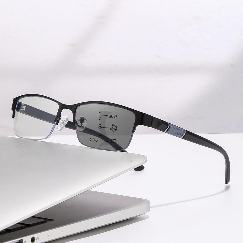 

Metal Frame Far Sighted Eyeglasses With Sunshades Smart Photochromic Multifocal Reading Glasses Men Business Presbyopia Eyewear 0
