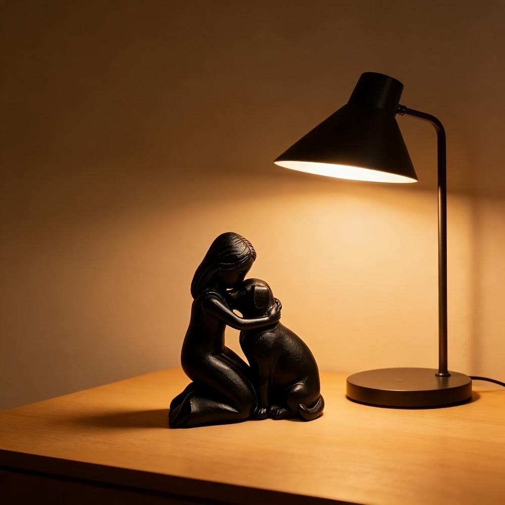 Friendship Sculpture of A Little Girl and A Little Dog, Suitable for Home and Office, Study/bookshelf, Foyer Decoration
