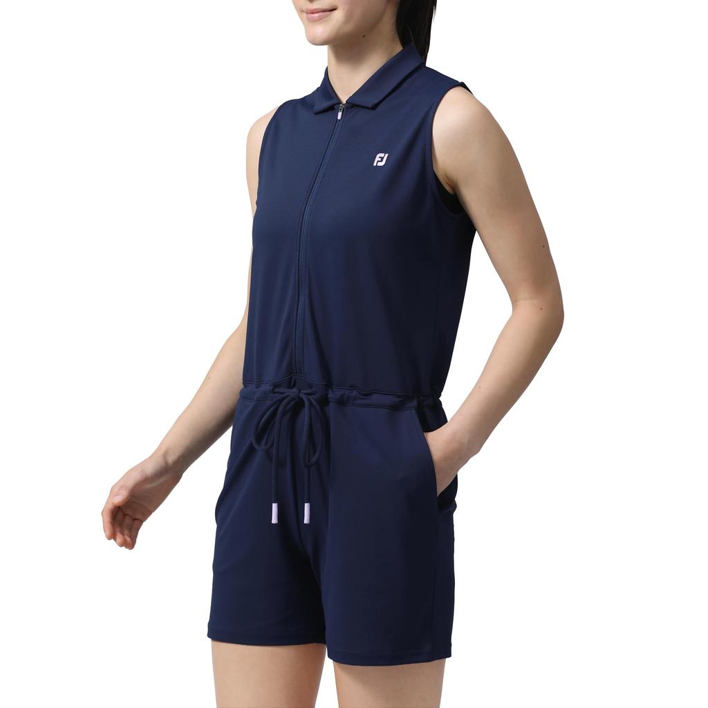 FootJoy Women's Sleeveless Romper Shirt, Navy, Size L, FJW-S24-S12, 81962-L