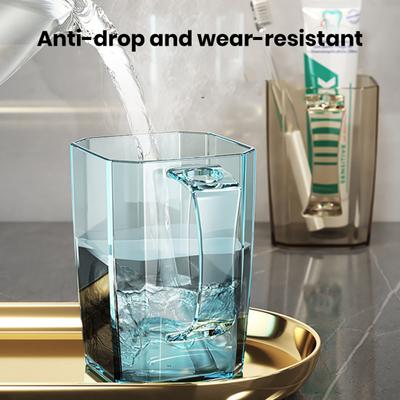 Transparent Plastic Mouthwash Cup with Handle Odor-free Rinse Cup Easy To Clean Burr-free Dental Cup Toothbrush Holder for Home Bathroom Travel