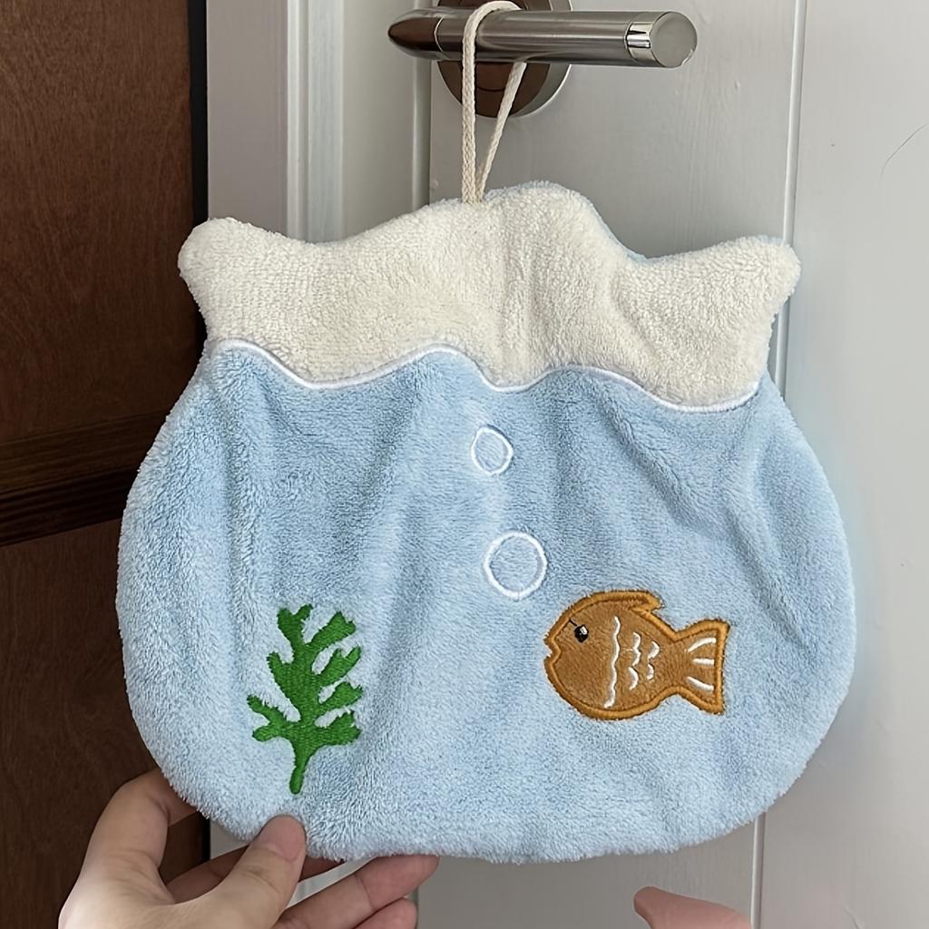 Fish Tank Hand Towel, Cartoon Cute Coral Velvet Hand Towel, Absorbent Without Shedding Hair, Hanging Square Towel, Hand Towel