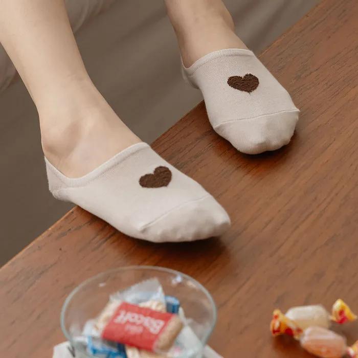 GGRN Damen-Knöchelsocken_W-F-138 Lockeres Herz Silikon-Füßlinge