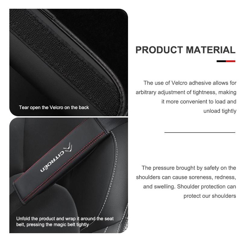 Car Seat Belt Leather Safety Belt Shoulder Cover Protect Pad For Citroen C5 C1 C2 C6 C4L DS3 DS4 DS5 C-Elysee Grand Berlingo akr256