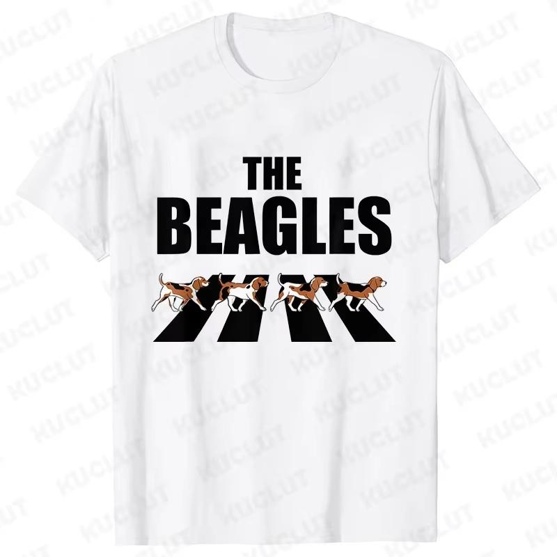 T-shirt Unisex WoUnisex Classiche Top Moda Casual Manica Corta Girocollo T-shirt The Beagles Cane Beagle Pazzo Unisexs Magliette T-shirt
