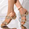 Slippers for Women in Summer Wear New Rhinestone Non-slip Block Heel Cool Drag Women's Mid-heel Plus-size Flip-flops