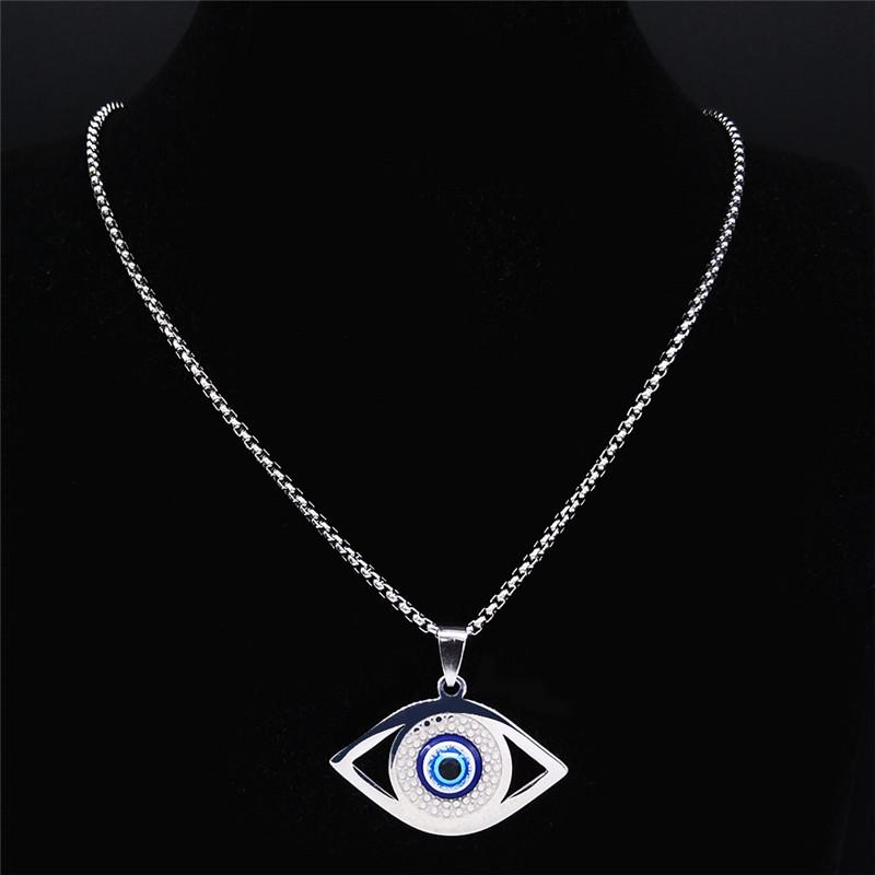 1 Stück Böse Blaue Augen Halskette Edelstahl Türkische Augen Griechischer Schmuck Böse Augen