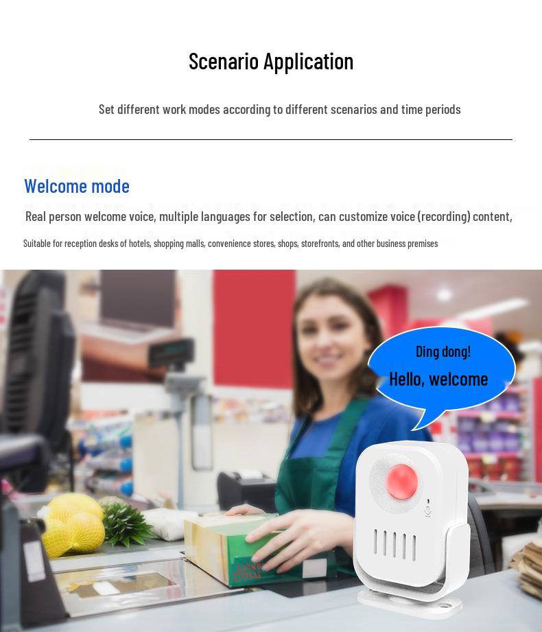 Wireless Recordable Doorbell & Welcome Sensor Alarm