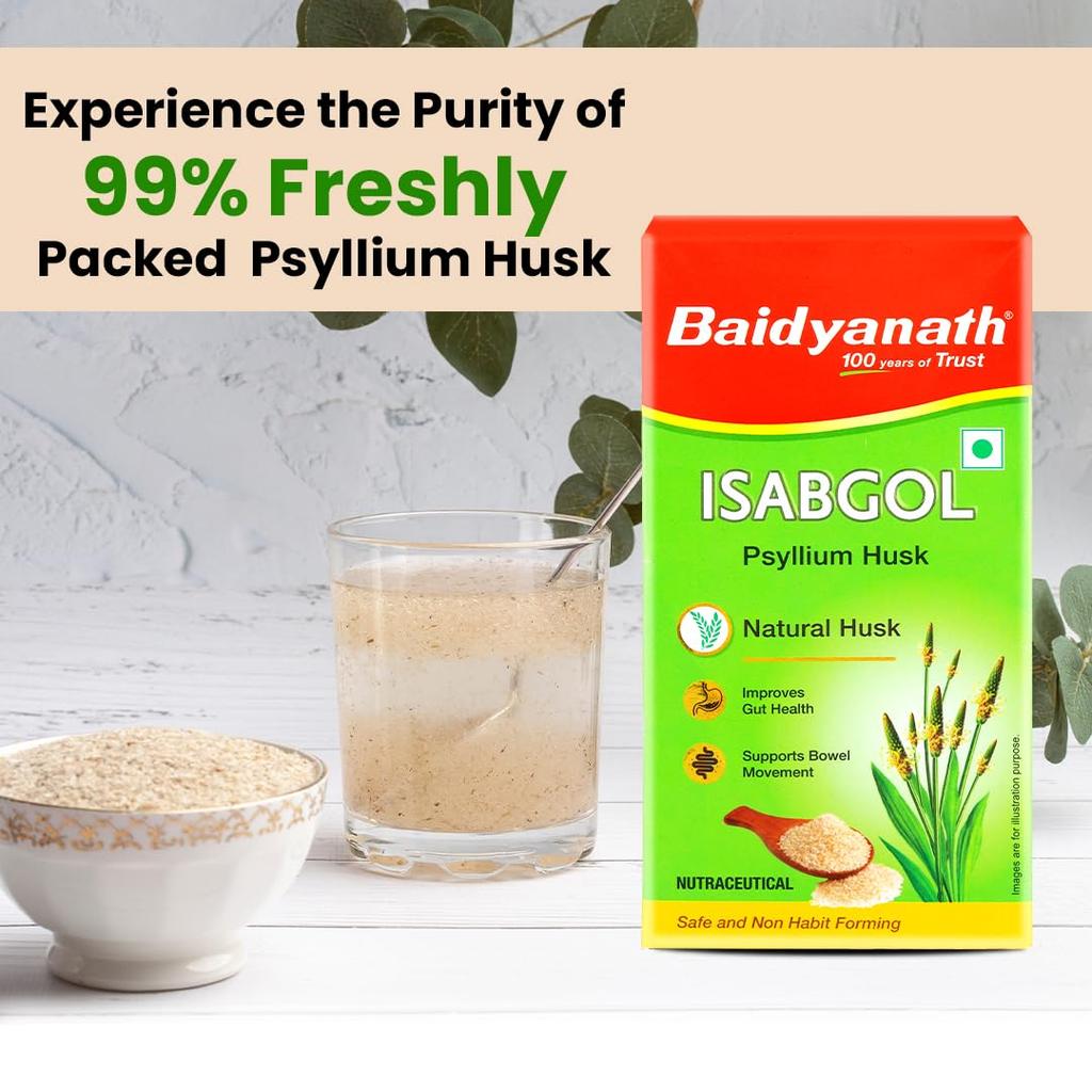 Baidyanath Isabgol Psyllium Husk Powder 200 gm Pack Of 1 | Gluten Free Dietary Fibre | Healthy Digestive Support