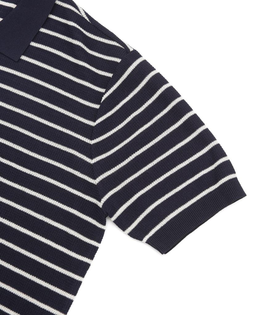 IL CORSO Saint Stripe Short Sleeve Knit Navy Iesw5E401N2