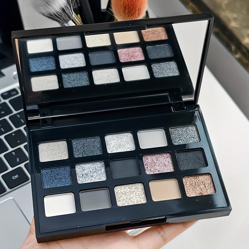 15-Farben Lidschattenpalette Mattes & Schimmerndes Finish, Smoky Punk Make-up mit Glitzerakzenten, Gemischte Farbtöne für Alltag & Besondere Anlässe