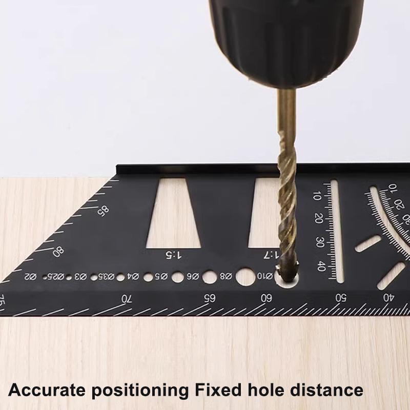 Wielofunkcyjna Linijka Kątowa Stolarza 3D Narzędzie do Pomiaru Kątów Skośnych Dziurkowana Linijka Pozycjonująca Linijka z Liniami 45 90 Stopni
